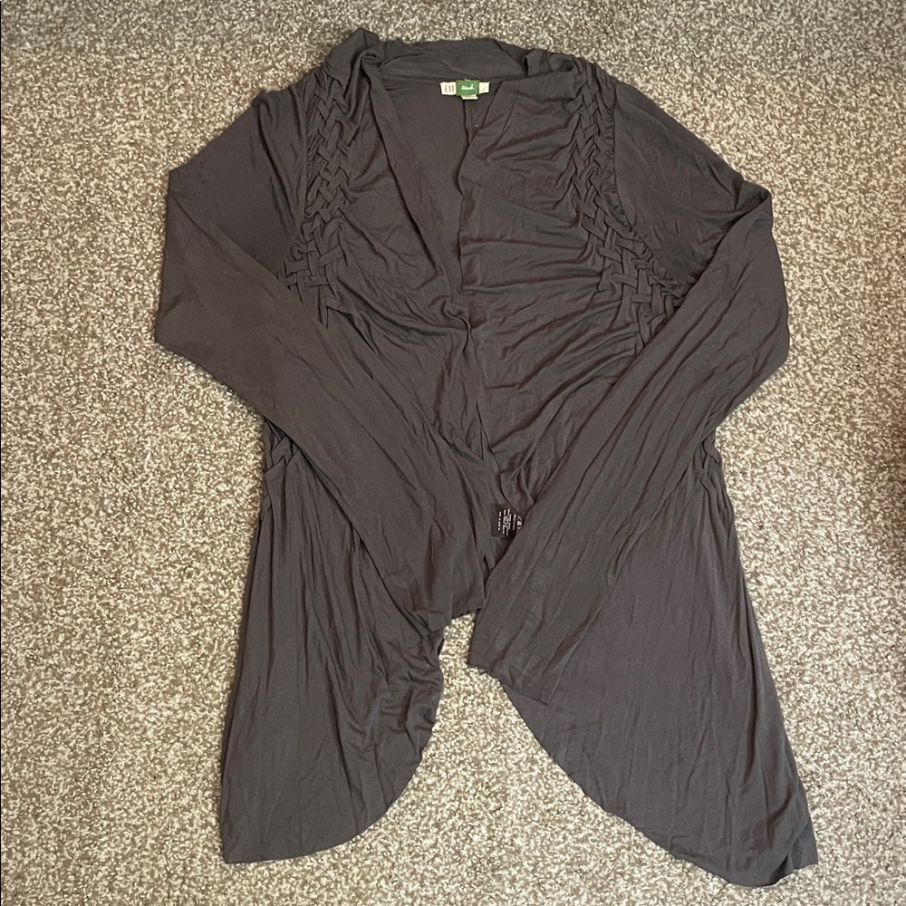 Anthropologie Ett Twa Dark Gray Open Front Cardigan